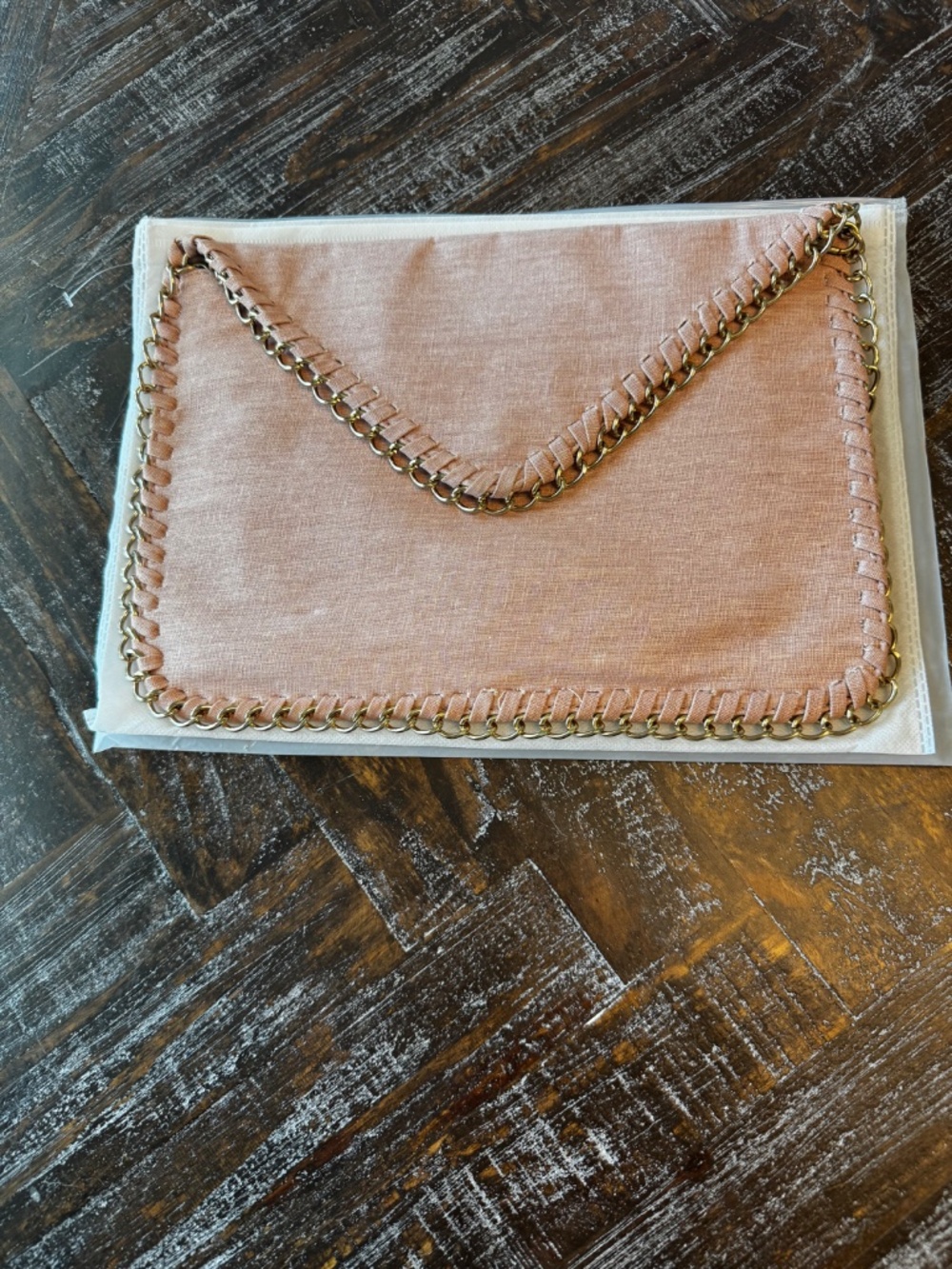 Amelie Galanti Blush Pink Chain Trim Tote Shoulder Bag - Picture 4 of 9